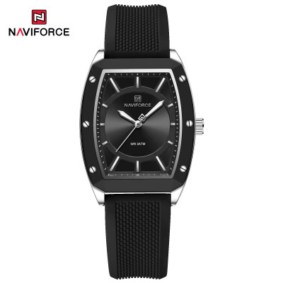 NAVIFORCE NF5049 Silicone Strap Luxury Casual Design Elegant Top Hand Luminous Quartz Watch For Women - Silver Black